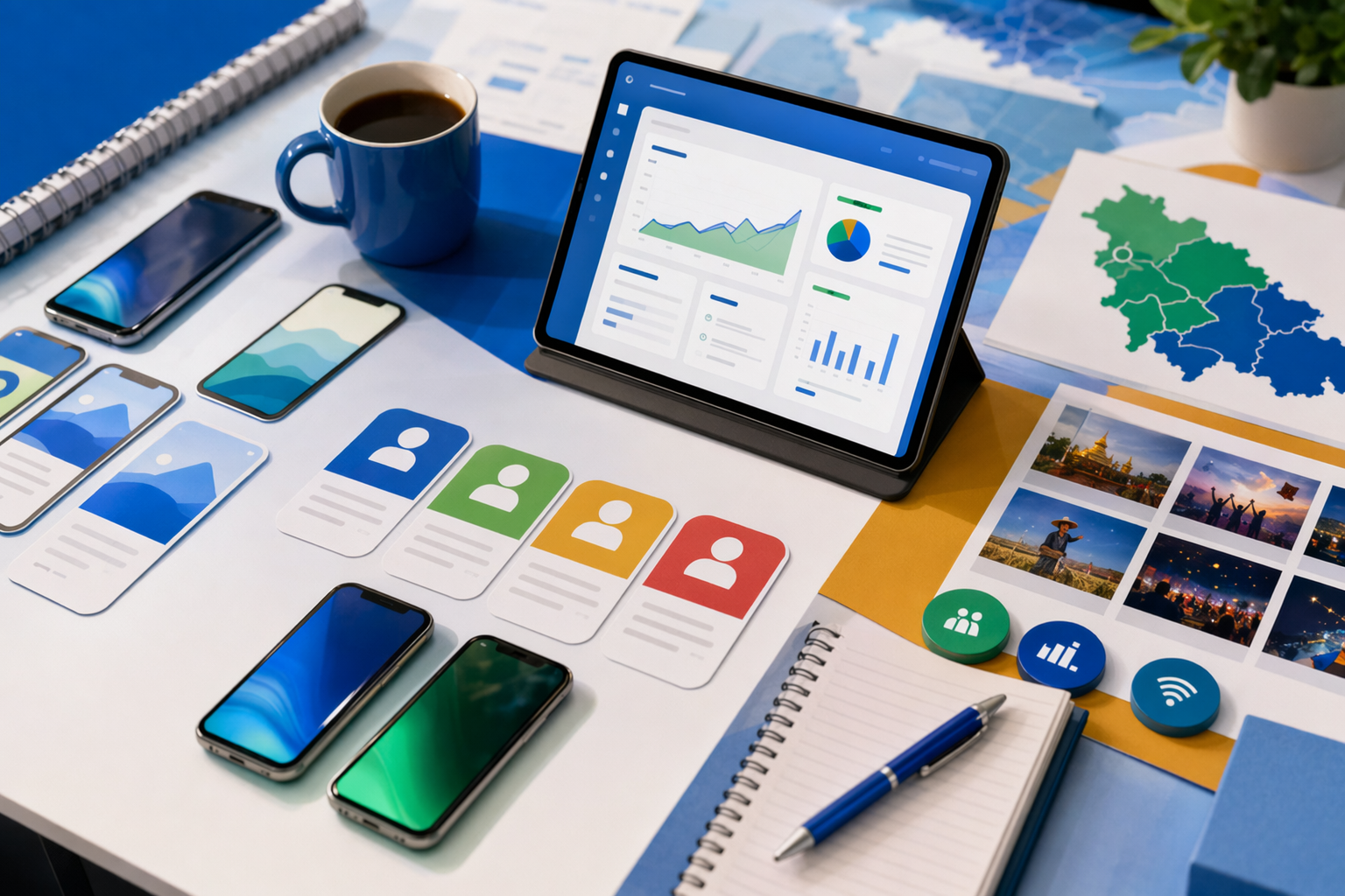 Fictional mobile data campaign planning visual for Laos prepaid and youth segments without real branding.